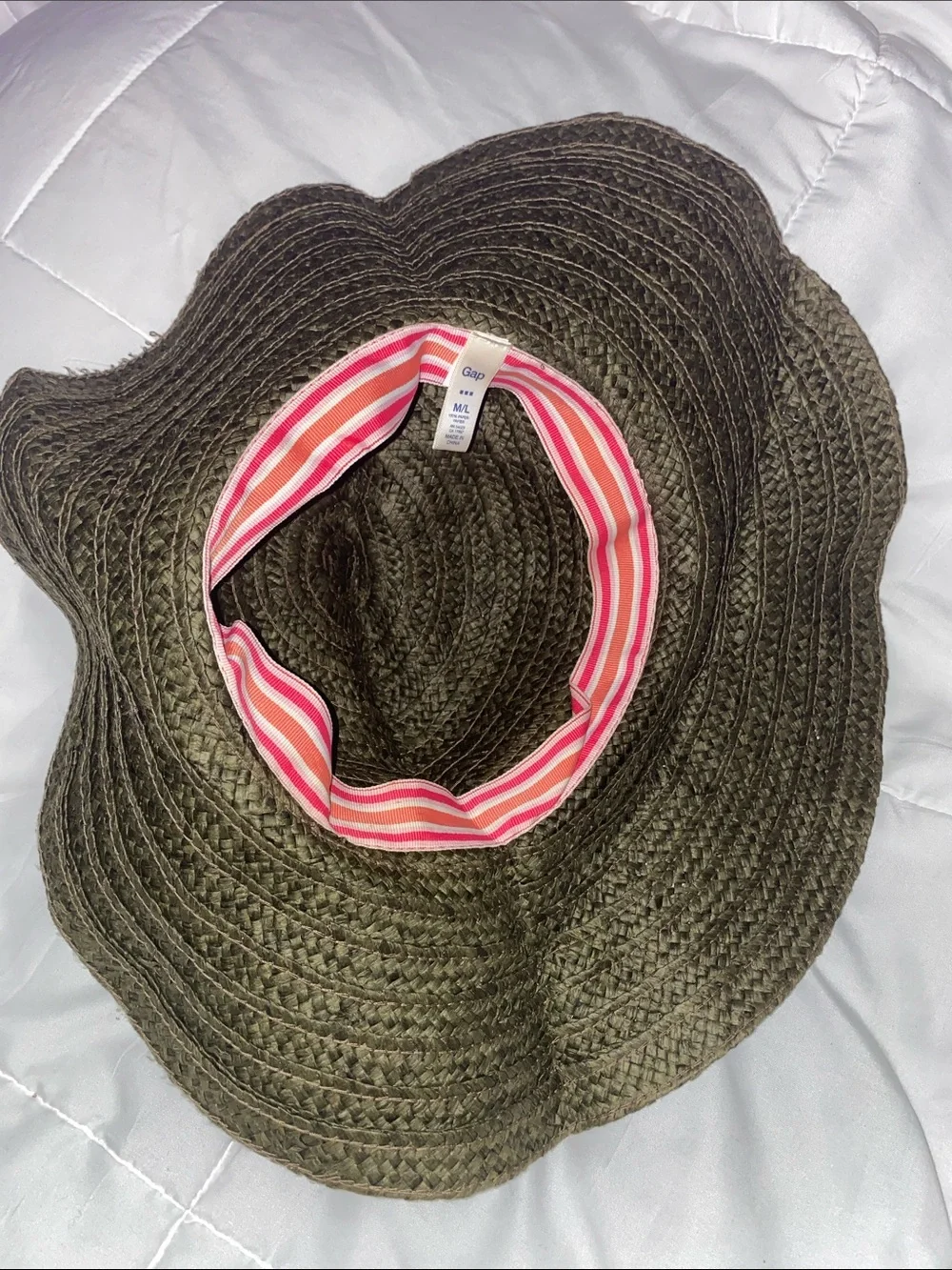 GAP Olive/Brown Braided Straw Sun Hat 100% Paper